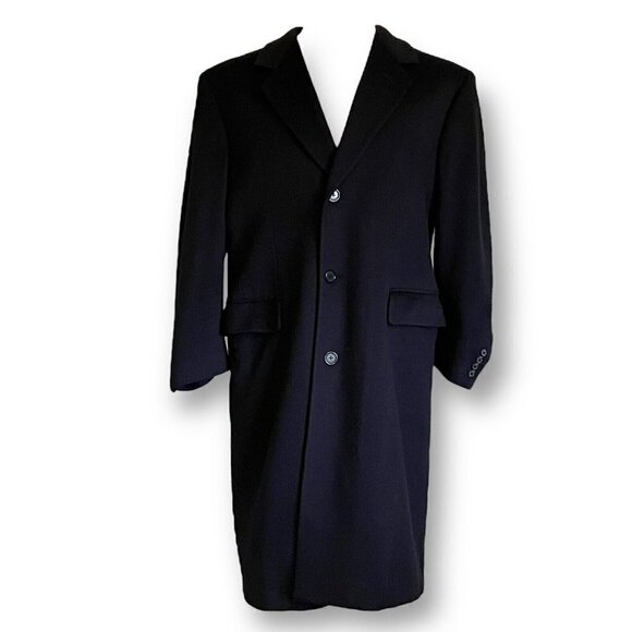 Peterborough Row Mens Navy Blue Loro Piana Lambswool Overcoat Sz 40S Top Coat - Picture 1 of 15